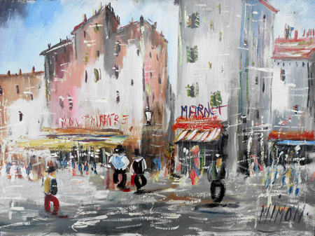 Quadro di  Mimon Montmartre - olio tavola 