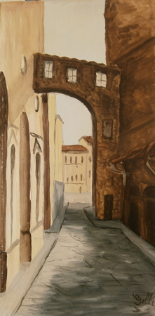 Quadro di O. Gelli Strada del centro storico - Pittori contemporanei galleria Firenze Art