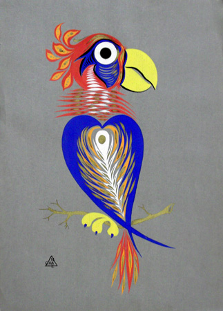 Art work by firma Illeggibile Pappagallo - varnish linen paper 
