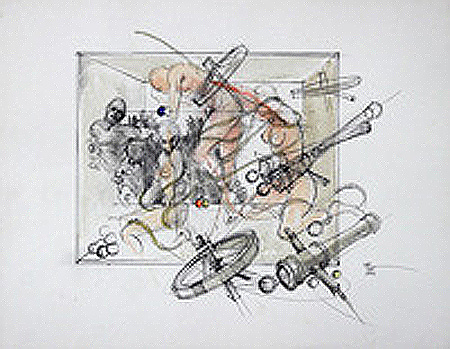Quadro di Claude Falbriard Composizione nuda - mista carta 