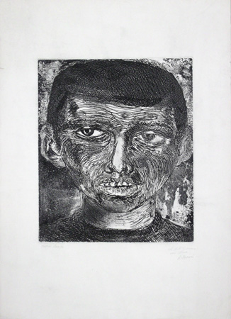 Art work by firma Illeggibile Ritratto - lithography paper 