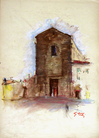 Quadro di Gino Tili Chiesa del Carmine - Pittori contemporanei galleria Firenze Art