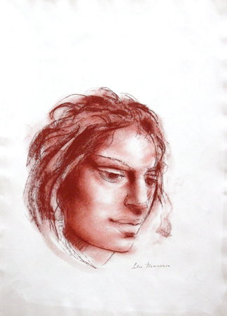 Art work by Salvo Benincasa Ritratto di donna - blood paper 