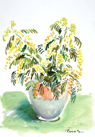 Quadro di Luigi Pignataro Mimose - olio carta 