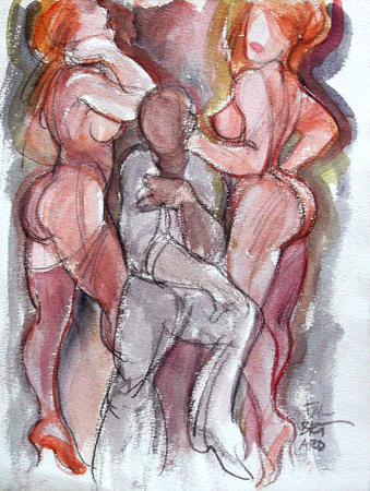 Art work by Claude Falbriard Figure - mixed paper 