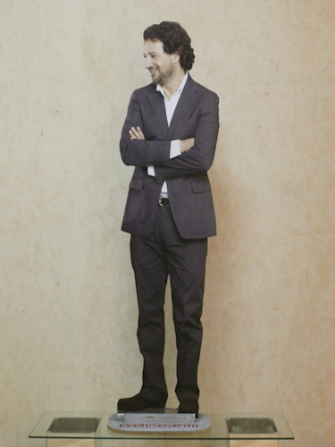 Quadro di Andrea Tirinnanzi Leonardo Pieraccioni (tratto dal film Io & Marilyn) - digiscultura bifacciale carta su tavola 