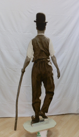 Art work by Andrea Tirinnanzi Charlie Chaplin - bifacial digital sculpting paper on table 