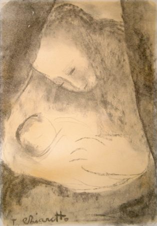 Quadro di T. Chiarotto Maternità - Pittori contemporanei galleria Firenze Art