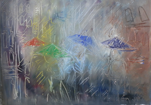 Quadro di Vanessa Katrin Sotto la pioggia - Pittori contemporanei galleria Firenze Art