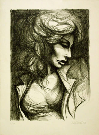 Quadro di Fausto Maria Liberatore Figura di donna - litografia carta 