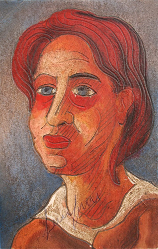 Quadro di Beppe Serafini Ritratto di donna - olio cartone 