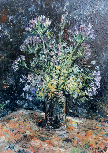 Quadro di firma Illeggibile Vaso con fiori - Pittori contemporanei galleria Firenze Art