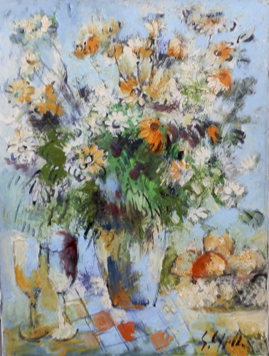 Quadro di Emanuele Cappello Vaso di  fiori - olio tela 