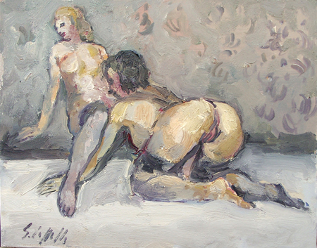 Quadro di Emanuele Cappello Nudo di donne - olio tela 
