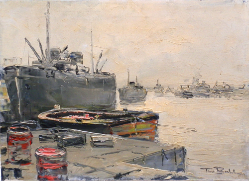 Art work by firma Illeggibile Barche abbandonate - oil canvas 