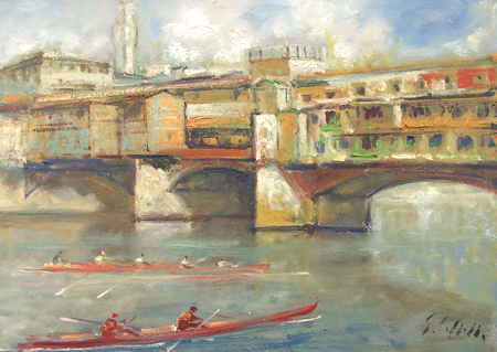 Quadro di Emanuele Cappello Ponte Vecchio - olio tela 