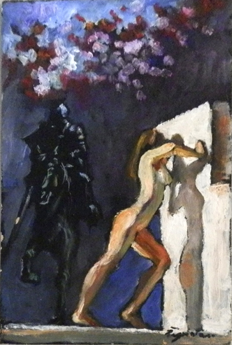 Quadro di Luigi Pignataro Nudo e Cavaliere - Pittori contemporanei galleria Firenze Art