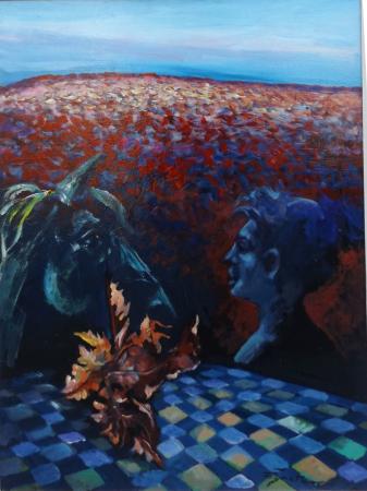 Quadro di Luigi Pignataro Le foglie sono morte ma non per sempre  - olio faesite 