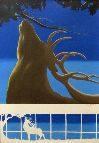 Quadro di Gianni Oliveti Figura di cervo - olio tela 