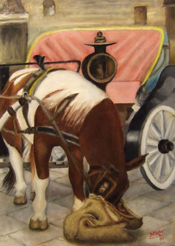 Quadro di  Beucci Cavallo in sosta - Pittori contemporanei galleria Firenze Art