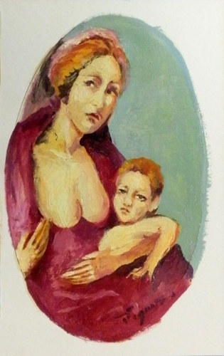 Quadro di Luigi Pignataro Maternità - olio cartone 