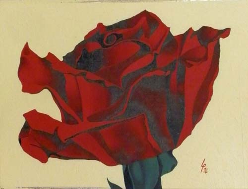 Quadro di Paolo Lenti Rosa rossa - Pittori contemporanei galleria Firenze Art