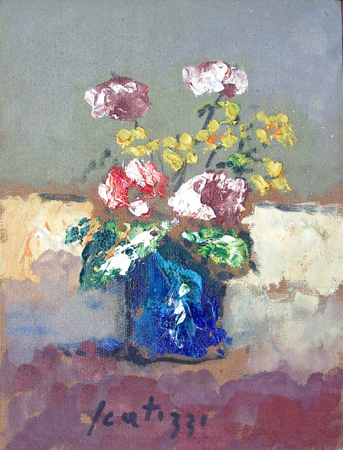 Quadro di Sergio Scatizzi Vaso di fiori - olio tavola 