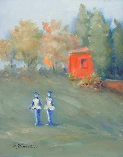 Quadro di Umberto Bianchini La casetta rossa - olio tela 