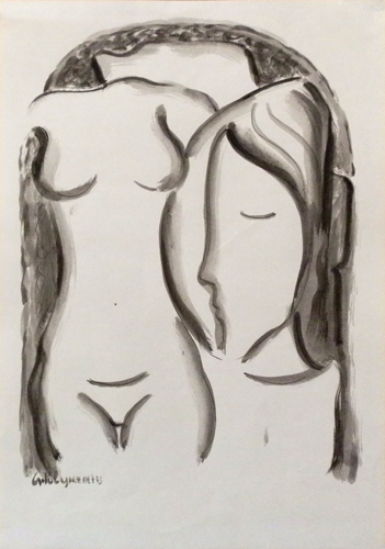 Art work by Giorgio Polykratis Figure - watercolor paper 