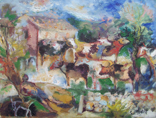 Quadro di Emanuele Cappello Bestiame - olio tela 