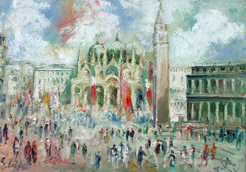 Quadro di Emanuele Cappello Piazza San Marco, Venezia - Pittori contemporanei galleria Firenze Art