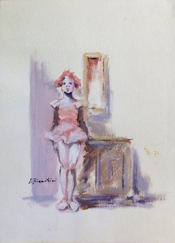 Quadro di Umberto Bianchini Figurina - tempera carta 