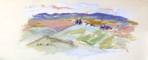 Art work by Umberto Bianchini Paesaggio - varnish paper 