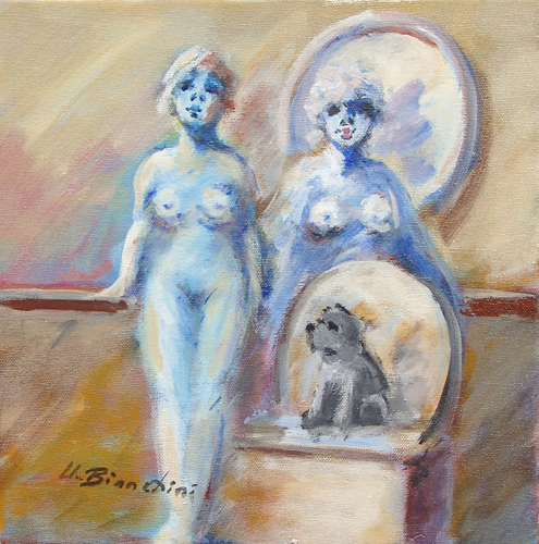 Art work by Umberto Bianchini Con il Cane - oil canvas 