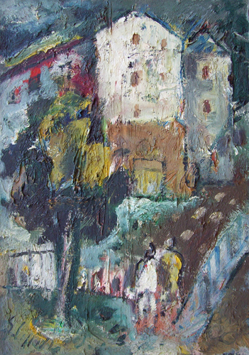Quadro di Emanuele Cappello Paesaggio con casa - Pittori contemporanei galleria Firenze Art