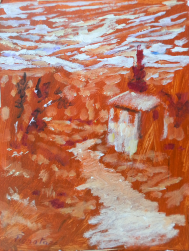 Quadro di Luigi Pignataro Paesaggio rosso - acrilico cartone 