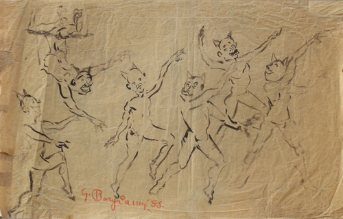 Quadro di Guido Borgianni Diavoli danzanti - china carta gialla 
