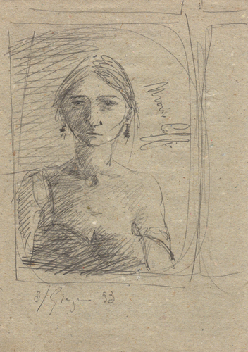 Quadro di Emanuele Cappello Ritratto di donna - lapis carta 