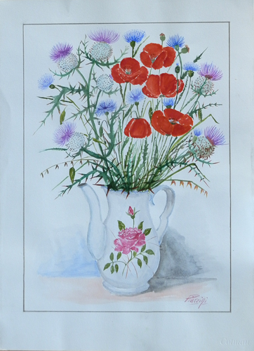 Quadro di Giuliano Piazzini Vaso di fiori - acquerello carta 