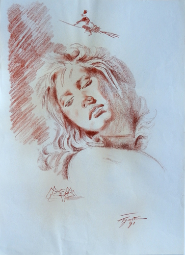 Art work by Luigi Pignataro Volto di donna - blood paper 
