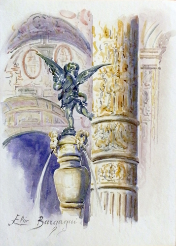 Quadro di Elio Bargagni Cortile di Palazzo Vecchio - Pittori contemporanei galleria Firenze Art