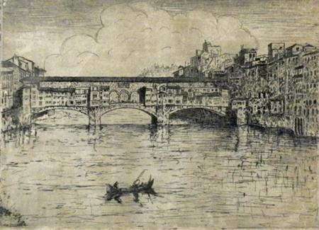 Quadro di  Anonimo Ponte Vecchio - incisione cartone 