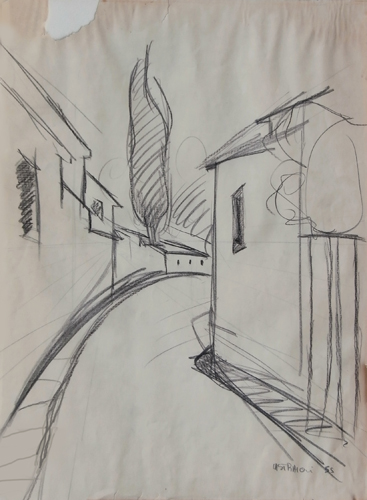 Art work by Franco Lastraioli Via San Leonardo (Firenze)  - charcoal paper 