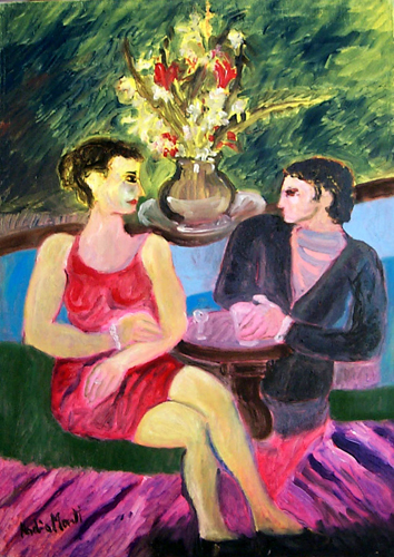 Quadro di Nadia Monti Incontro romantico - Pittori contemporanei galleria Firenze Art