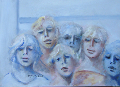 Art work by Umberto Bianchini Volti sognanti - mixed canvas 