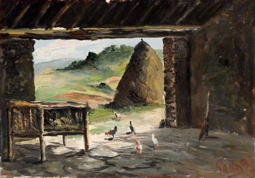 Art work by Paolo Galli In campagna - oil table 