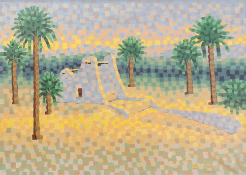 Quadro di M. Saleem Paesaggio africano - olio tela 