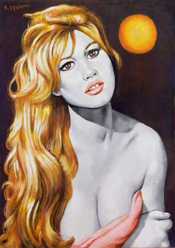 Art work by Roberto Sguanci Serie cinema - Brigitte Bardot - oil cardboard 