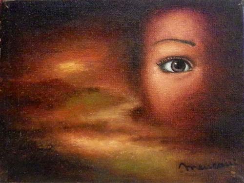 Art work by firma Illeggibile L'occhio dell'anima  - oil canvas 