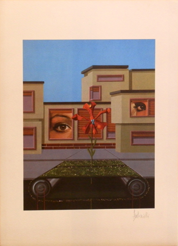Art work by Franco Lastraioli Casa meccanica - lithography paper 